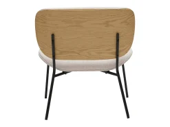 Sillón de tela efecto terciopelo texturizado beige y metal negro SHELBY