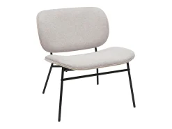 Sillón de tela efecto terciopelo texturizado beige y metal negro SHELBY