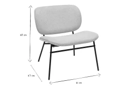 Sillón de tela efecto terciopelo texturizado beige y metal negro SHELBY