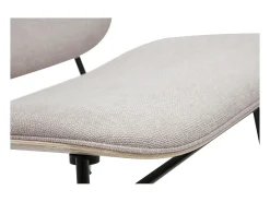 Sillón de tela efecto terciopelo texturizado beige y metal negro SHELBY