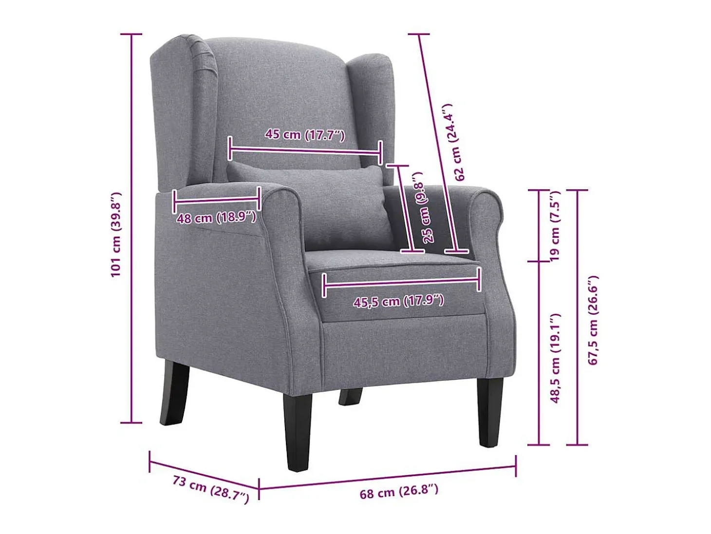 Sillón de tela gris oscuro