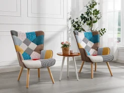 Sillón de tela patchwork VATELY