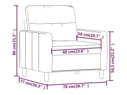 Sillón de tela rojo tinto 60 cm