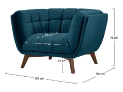 Sillón de terciopelo azul pato - Mona