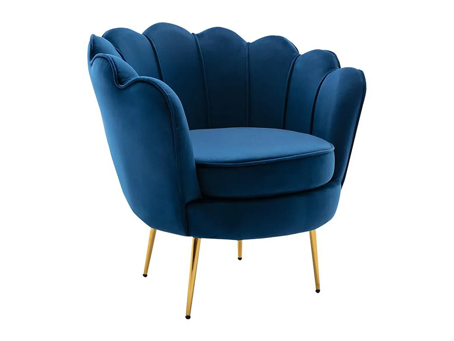 Sillón de terciopelo azul oscuro patas doradas DANDELION