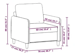 Sillón de terciopelo azul 60 cm