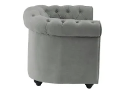 Sillón de terciopelo color gris plata CHESTERFIELD