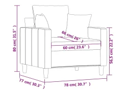Sillón de terciopelo color crema 60 cm