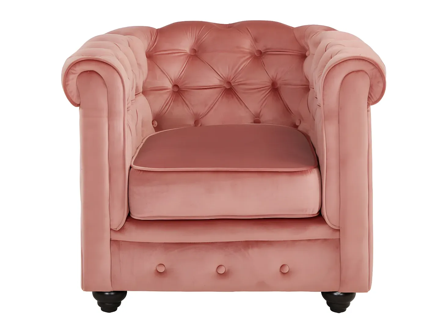 Sillón de terciopelo color rosa polvo CHESTERFIELD