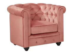 Sillón de terciopelo color rosa polvo CHESTERFIELD
