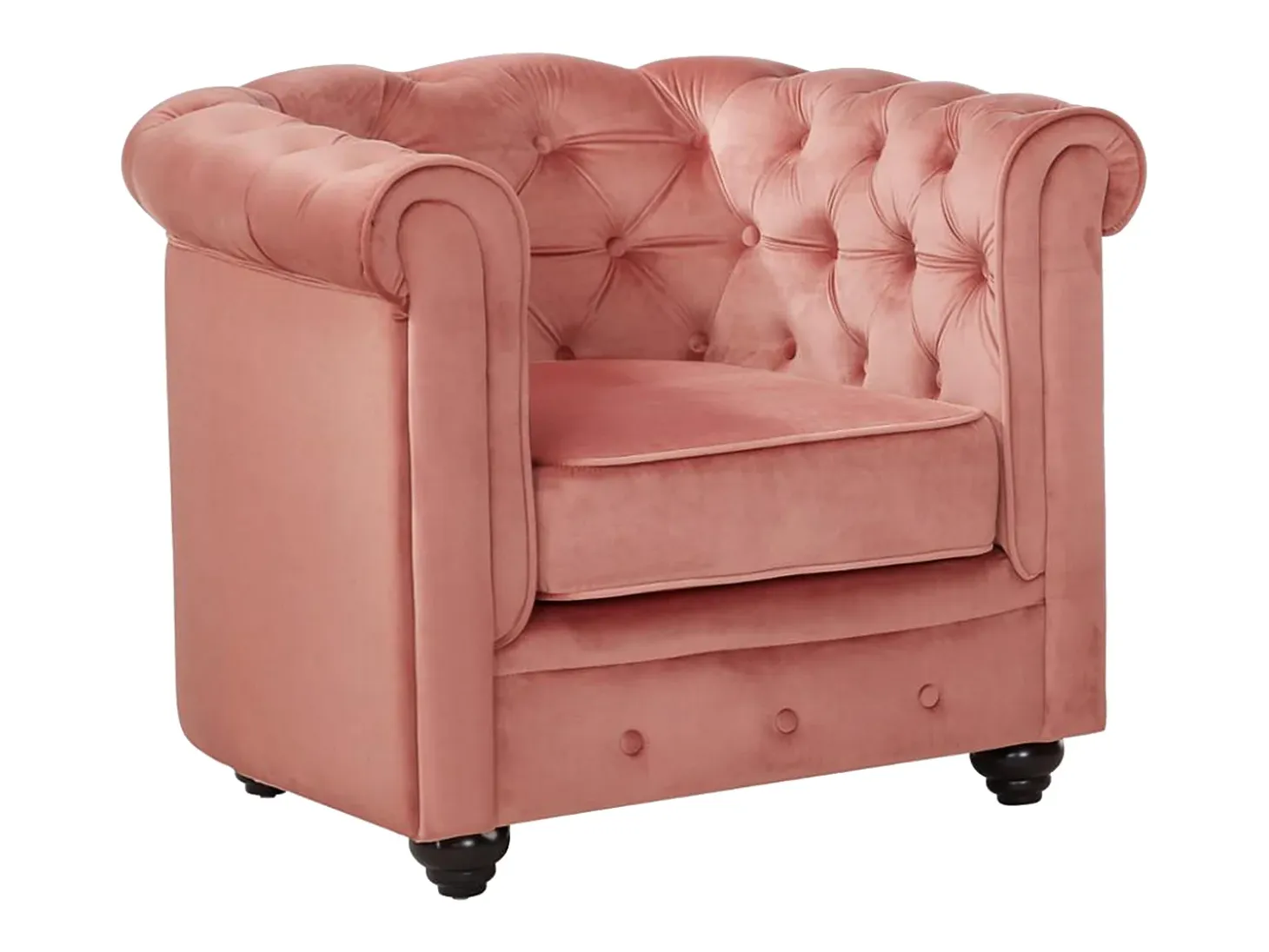 Sillón de terciopelo color rosa polvo CHESTERFIELD