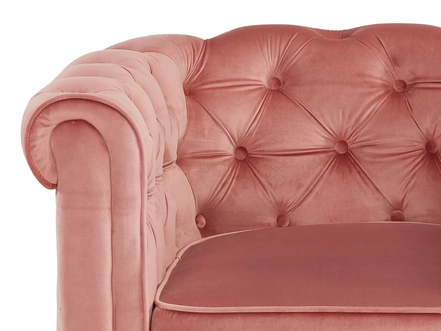 Sillón de terciopelo color rosa polvo CHESTERFIELD