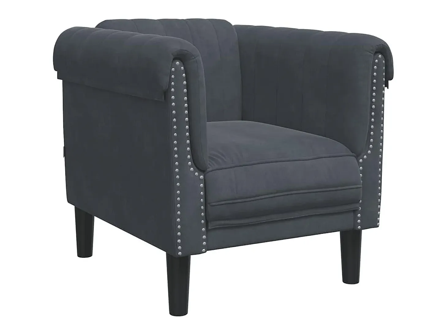 Sillón de terciopelo gris oscuro