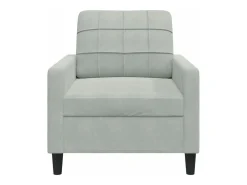 Sillón de terciopelo gris claro 60 cm