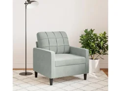 Sillón de terciopelo gris claro 60 cm