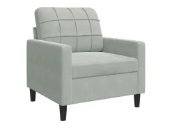 Sillón de terciopelo gris claro 60 cm