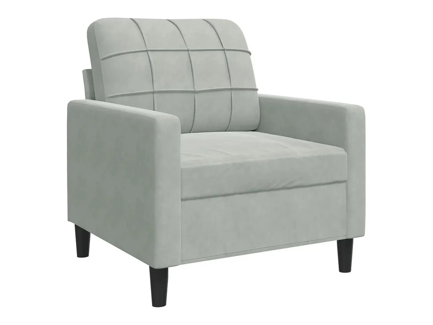 Sillón de terciopelo gris claro 60 cm