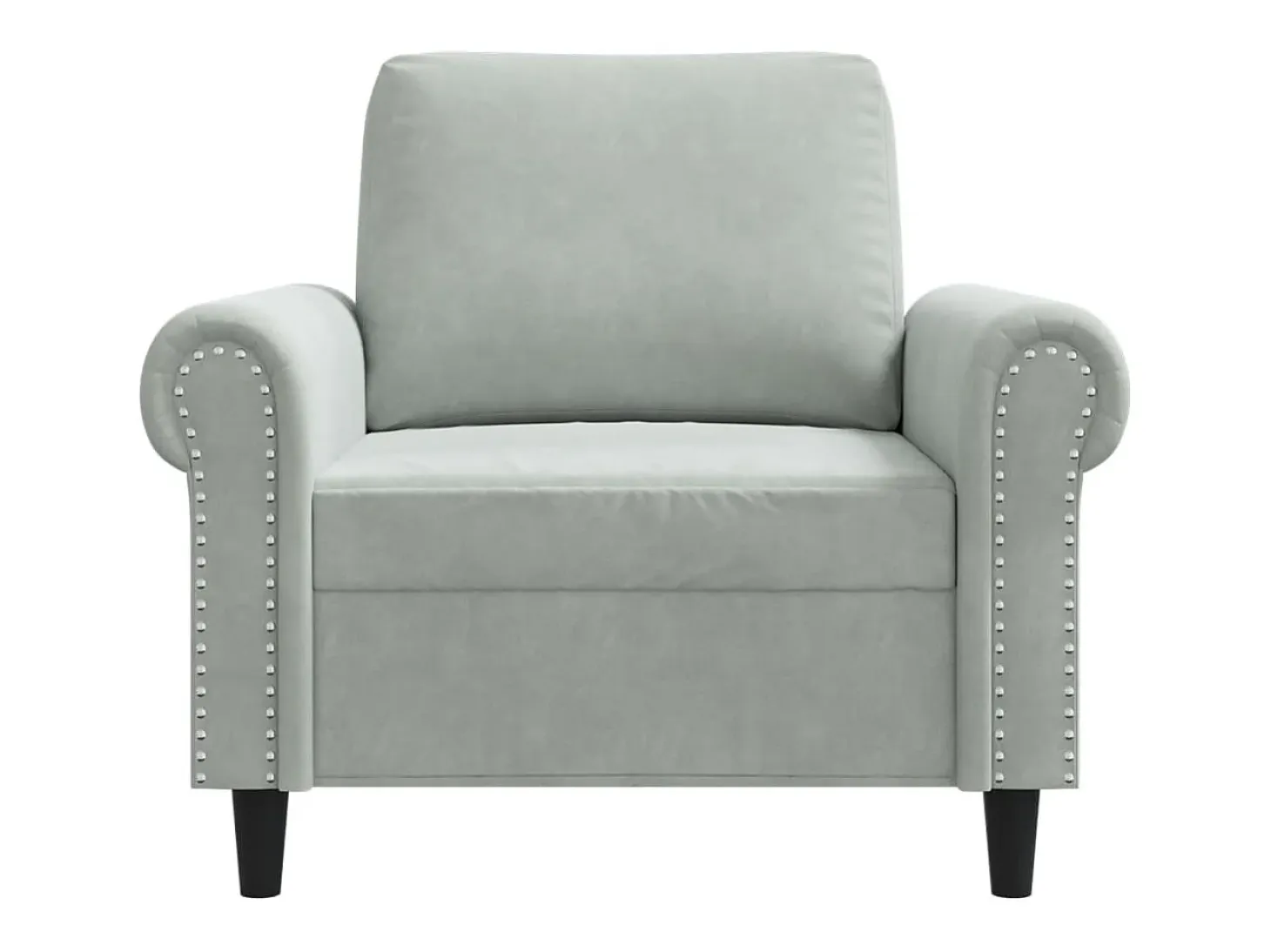 Sillón de terciopelo gris claro 60 cm