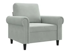 Sillón de terciopelo gris claro 60 cm