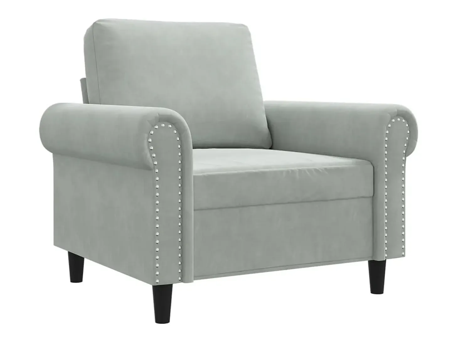 Sillón de terciopelo gris claro 60 cm