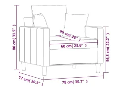 Sillón de terciopelo marrón 60 cm