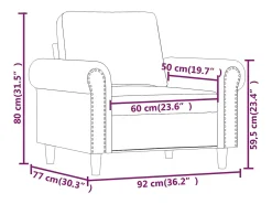 Sillón de terciopelo negro de 60 cm