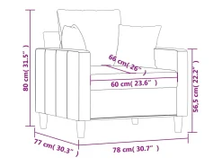 Sillón de terciopelo negro 60 cm