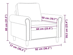 Sillón de terciopelo negro 60 cm