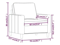 Sillón de terciopelo negro 60 cm