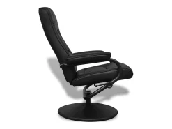 Sillón de TV con reposapiés cuero sintético sintético negro