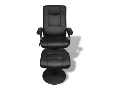 Sillón de TV con reposapiés cuero sintético sintético negro