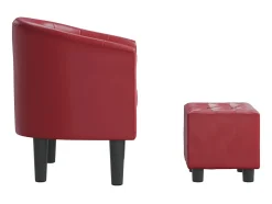 Sillón diseño de cubo con reposapiés cuero sintético rojo tinto ES63259