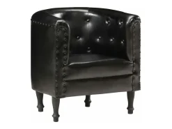 Sillón diseño de cubo cuero auténtico negro