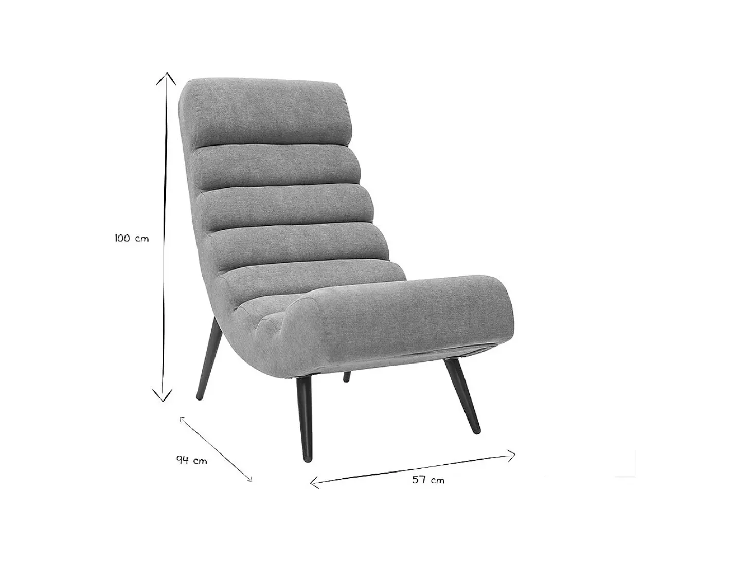 Sillón efecto terciopelo gris y metal negro TAYLOR
