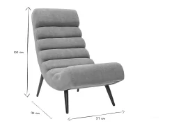 Sillón efecto terciopelo gris y metal negro TAYLOR