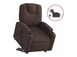 Sillón eléctrico reclinable elevable de tela marrón oscuro
