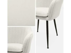 Sillón en borreguito con patas de metal borreguito blanco