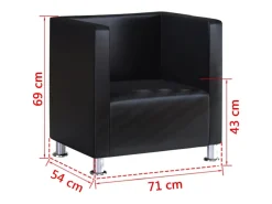 Sillón en forma de cubo de cuero sintético negro