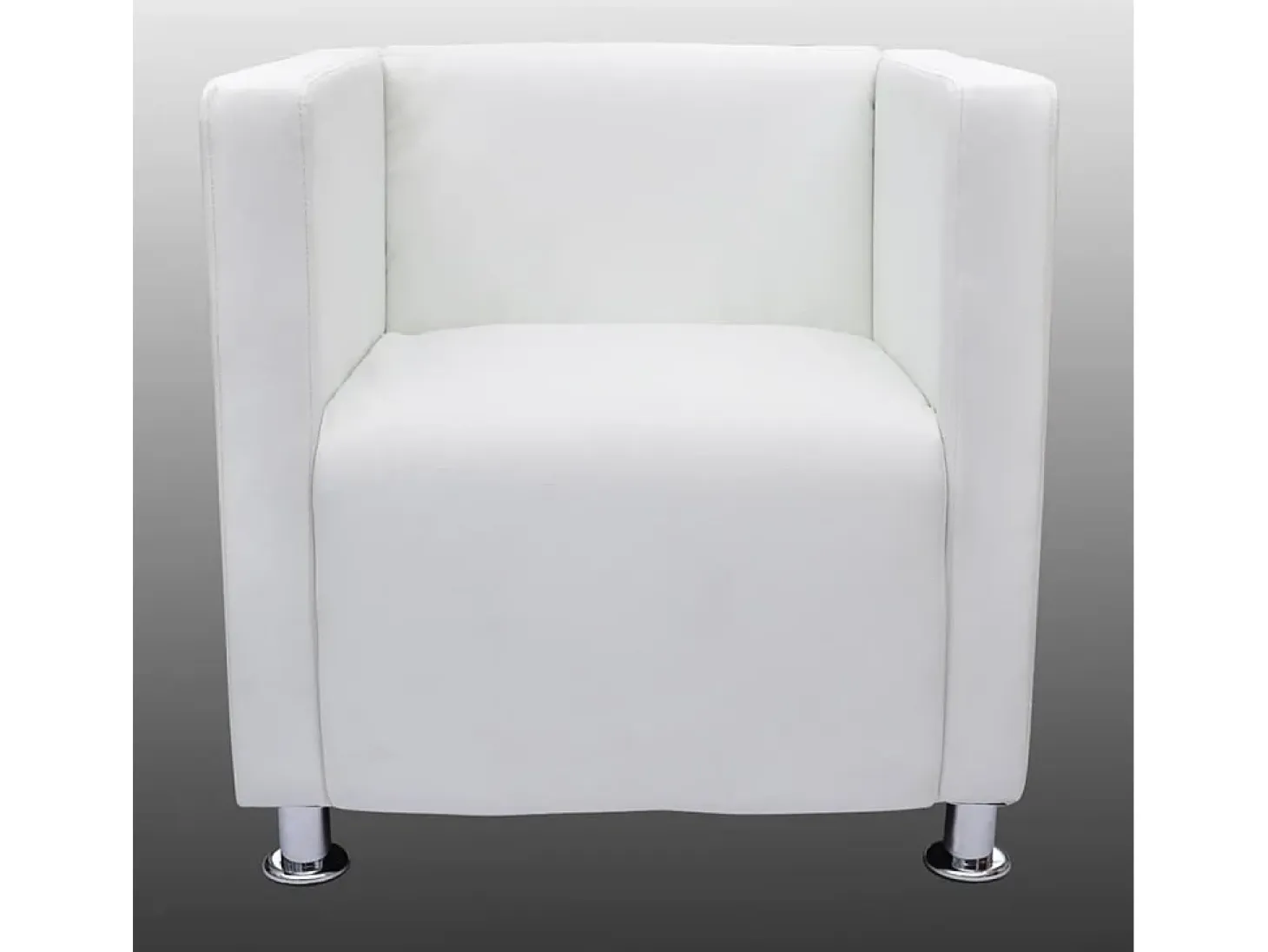 Sillón en forma de cubo de cuero sintético blanco