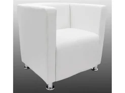 Sillón en forma de cubo de cuero sintético blanco