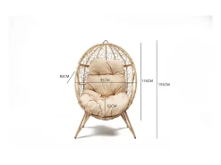 Sillón en forma de huevo resina efecto de ratán beige JANE
