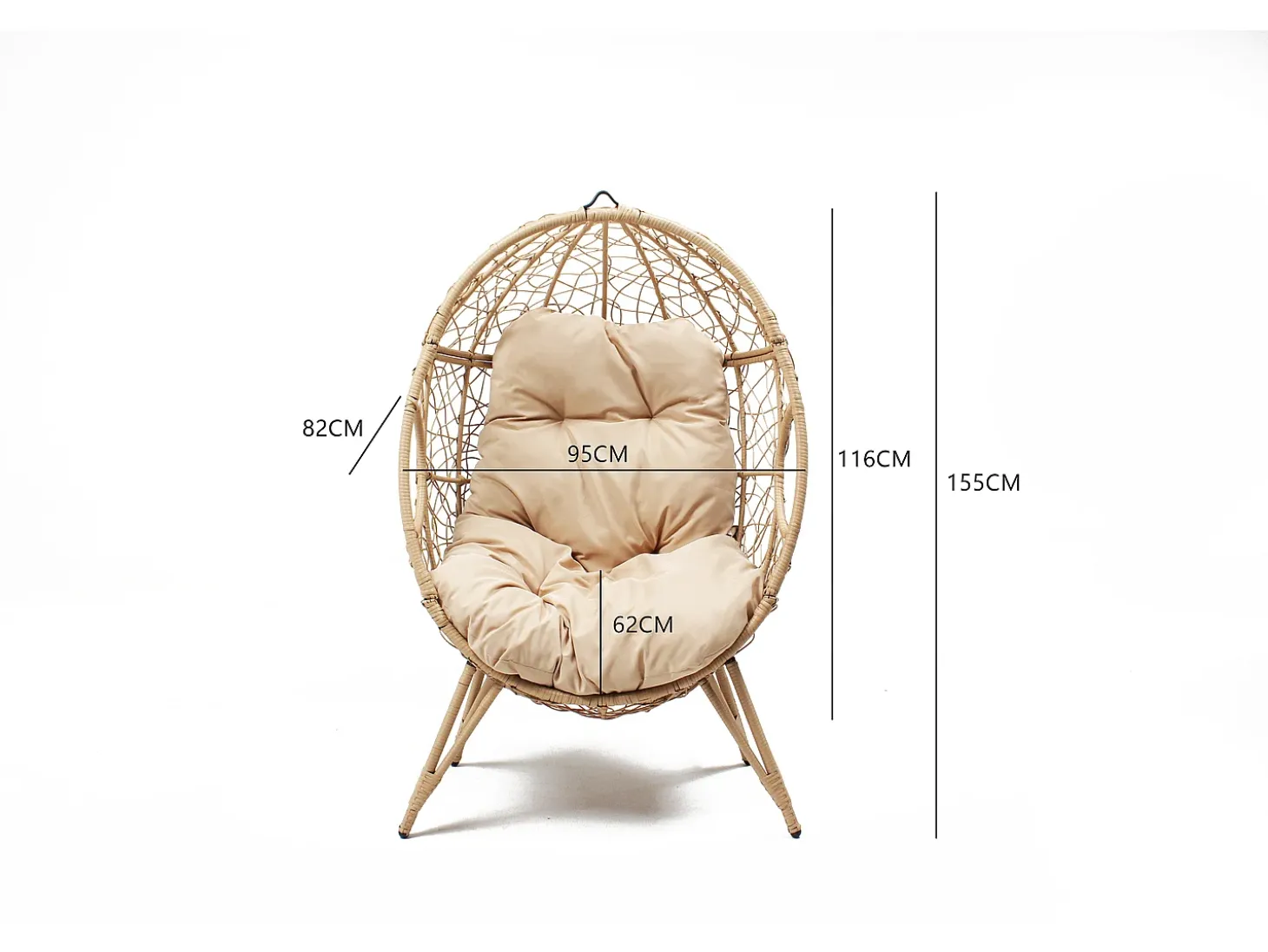 Sillón en forma de huevo resina efecto de ratán beige JANE