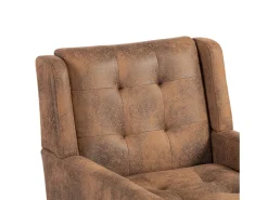 Sillón en tejido ante color café - Patas de madera negras