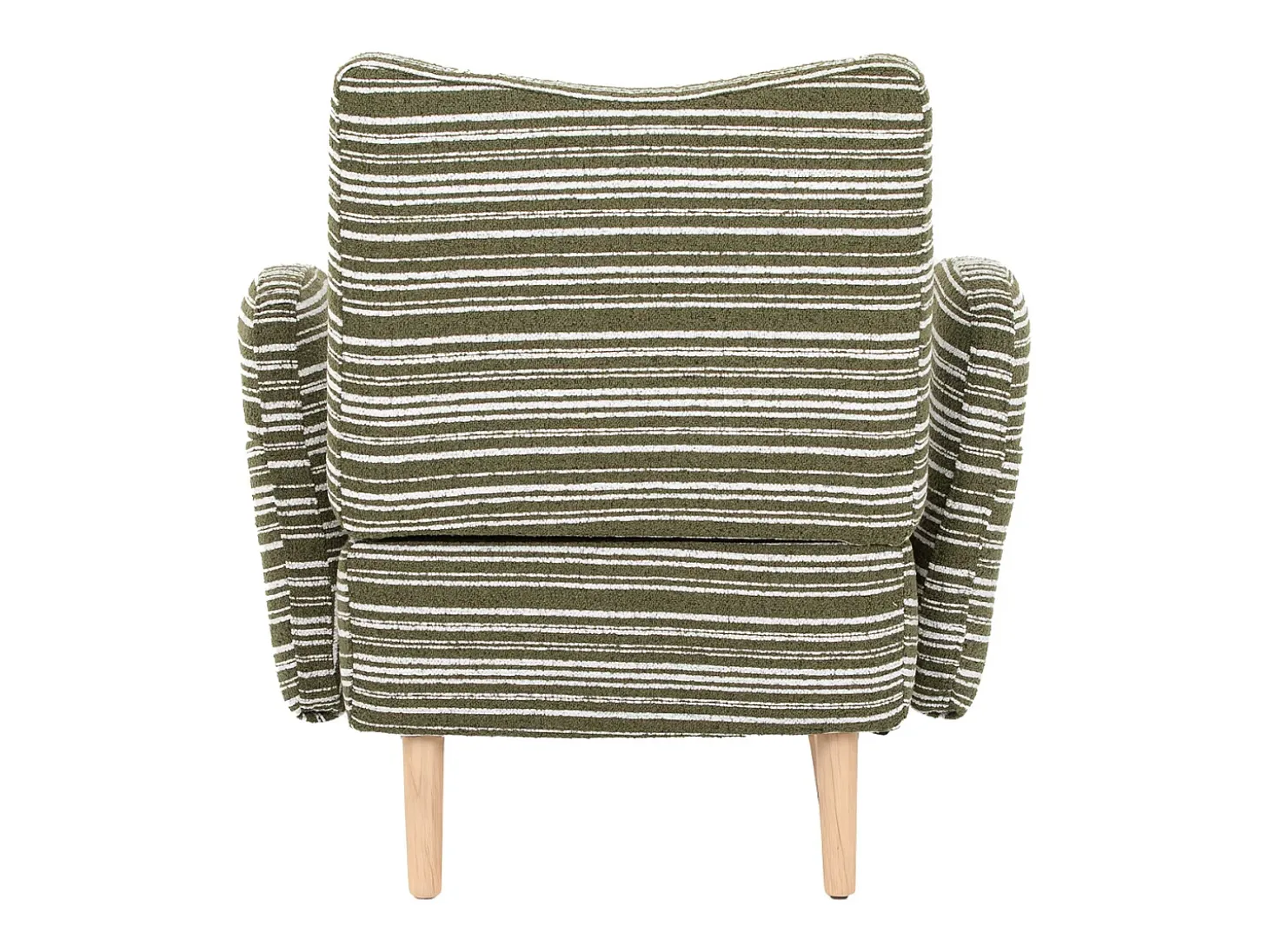 Sillón en tejido bouclé verde oliva - Patas de madera - Para salones, dormitorios y despachos