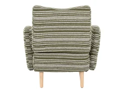 Sillón en tejido bouclé verde oliva - Patas de madera - Para salones, dormitorios y despachos