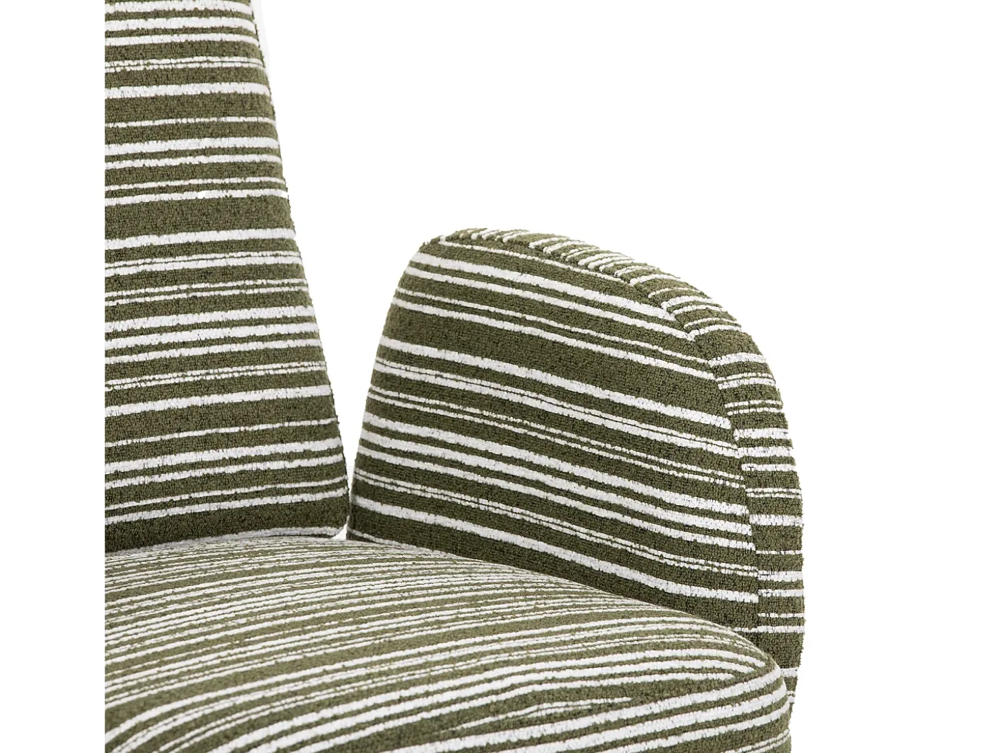 Sillón en tejido bouclé verde oliva - Patas de madera - Para salones, dormitorios y despachos
