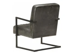 Sillón en voladizo cuero auténtico gris envejecido