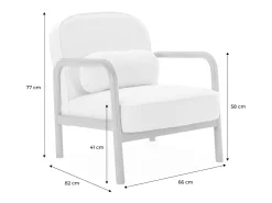 Sillón escandinavo de madera de hevea y borreguito crema