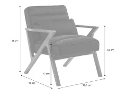 Sillón escandinavo de madera de hevea y terciopelo terracota