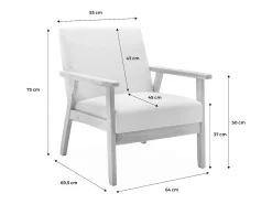Sillón estilo escandinavo de madera y tela gris claro